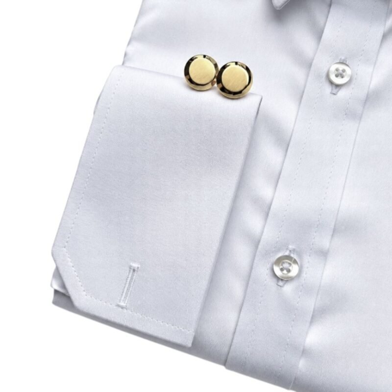 Camisa Egípcio Branca Francês Algodão e Elastano Punho Duplo