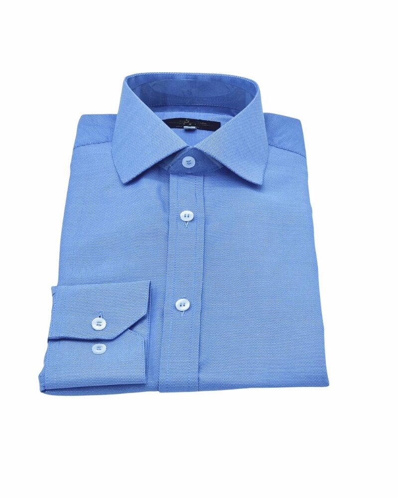 Camisa Social Azul Italiana Micro Estampa