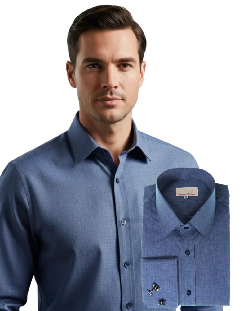 Camisa Azul 100 Algodão Francesa