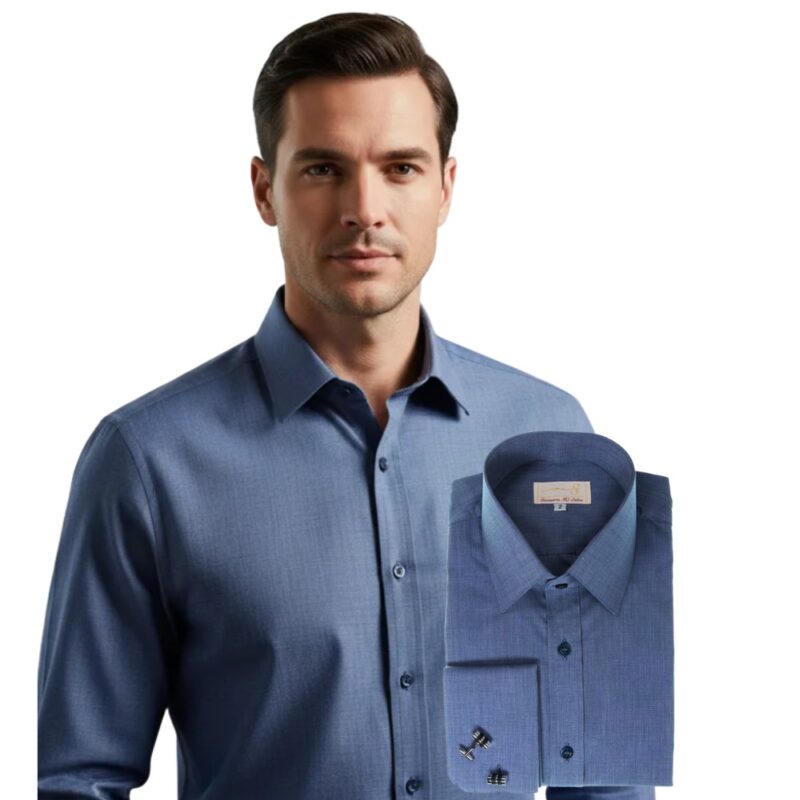 Camisa Azul 100 Algodão Francesa
