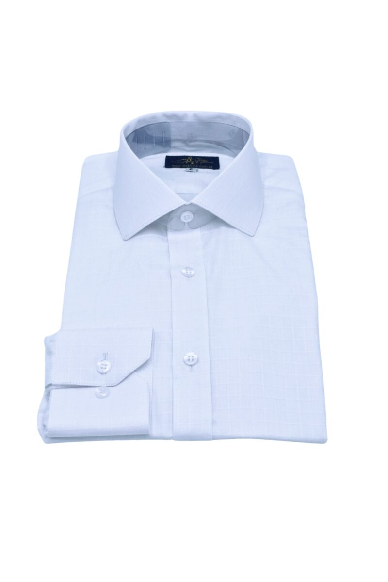 Camisa Branca Xadrez 100% Algodão Italiana Punho Simples