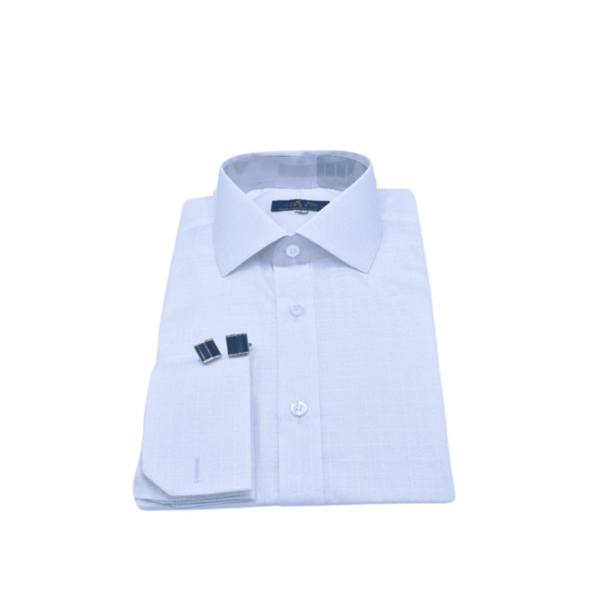Camisa branca xadrez italiana masculina em 100% algodão com punho duplo para abotoadura, modelagem semi slim elegante.