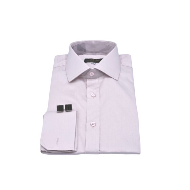 Camisa rosa claro italiana masculina em algodão egípcio 97% com 3% elastano, modelagem semi slim elegante.