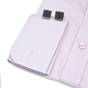 Camisa rosa claro italiana masculina em algodão egípcio 97% com 3% elastano, modelagem semi slim elegante.