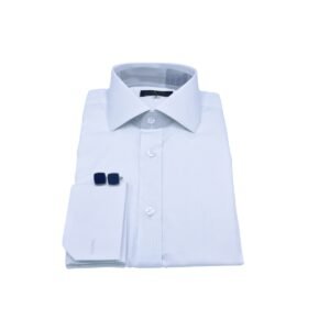 Camisa branca fio egípcio italiana micro estampa dobrada