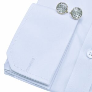 Punho francês branco camisa fio egípcio premium