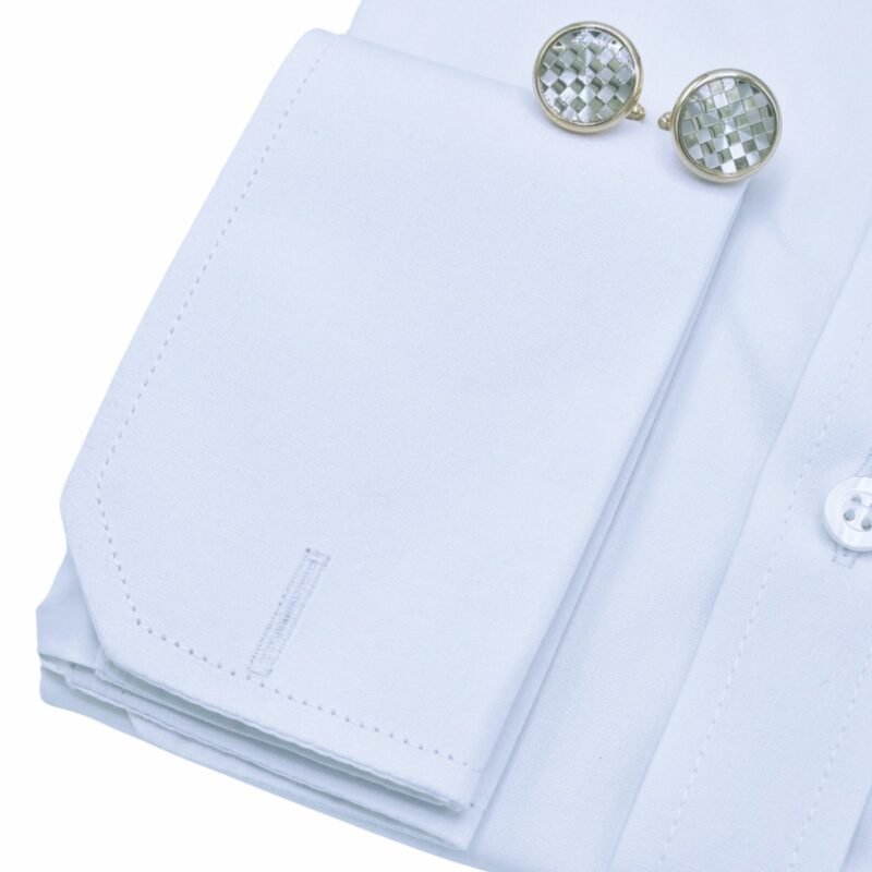 Punho francês branco camisa fio egípcio premium