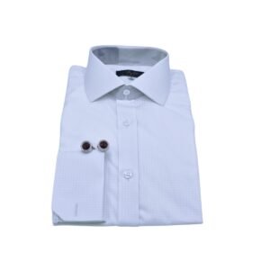 Camisa branca fio egípcio italiana com estampa discreta