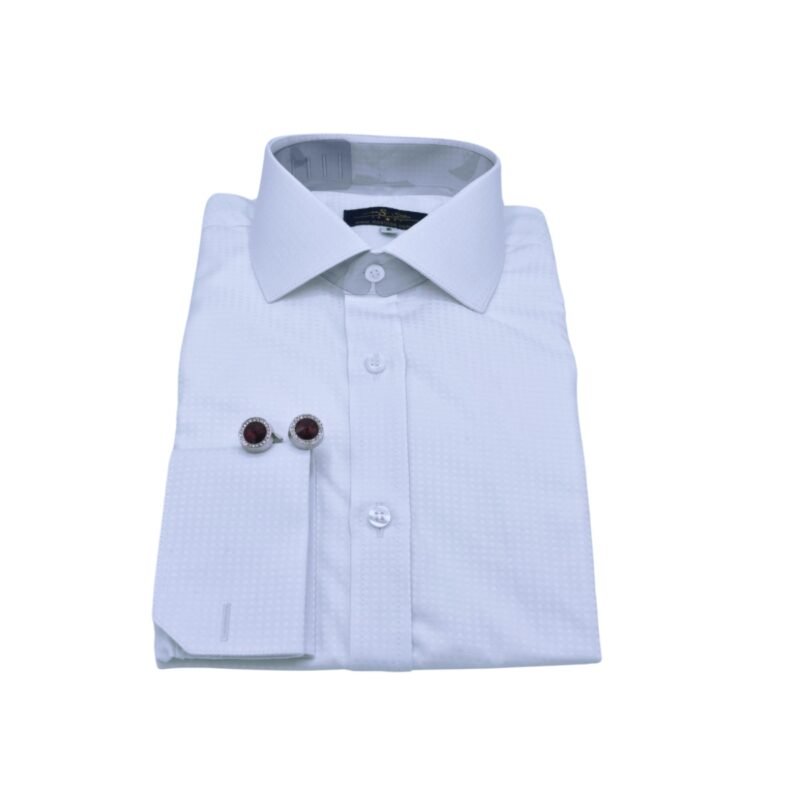 Camisa branca fio egípcio italiana com estampa discreta