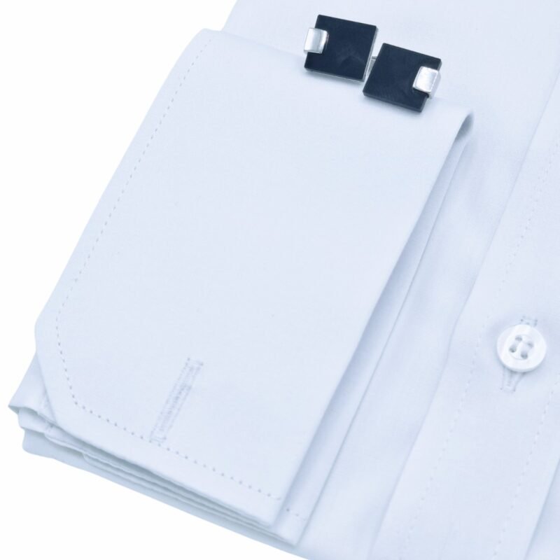 Punho duplo branco camisa fio egípcio italiana