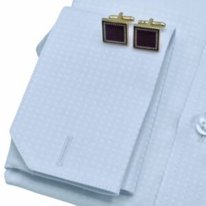 Punho francês branco fio egípcio com abotoadura dourada