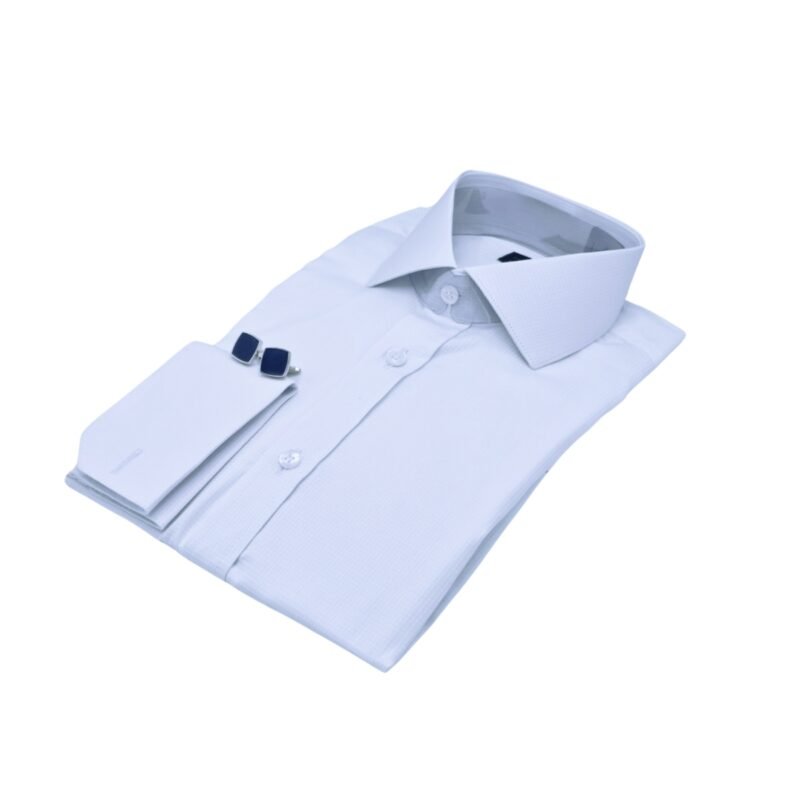 Camisa social branca fio egípcio italiana micro estampa