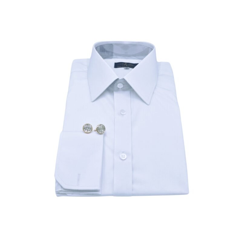 Camisa branca fio egípcio punho francês masculina