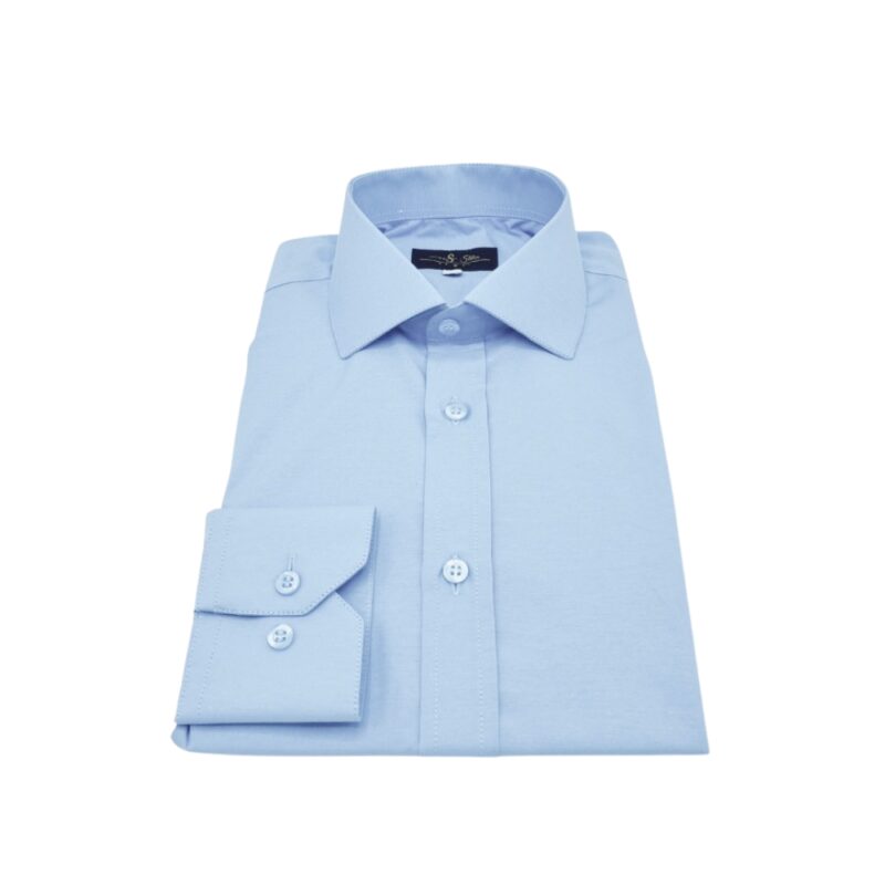 Camisa Azul Lisa sulfite Colarinho Italiano