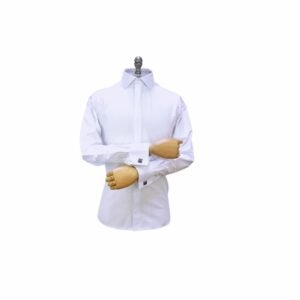 Camisa branca italiana lisa masculina com punho duplo