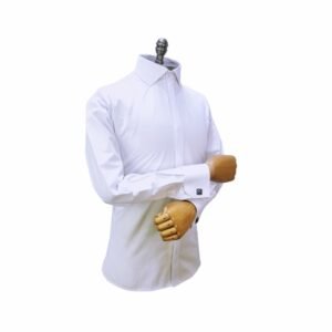 Camisa branca italiana lisa masculina com punho duplo