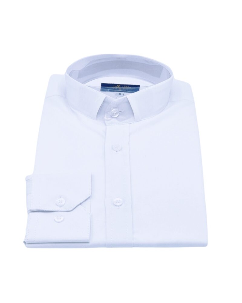 Camisa Gola Padre Branco Liso Tecido Confortável