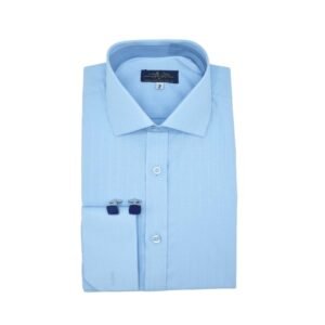 Camisa social masculina azul clara italiana com listra discreta