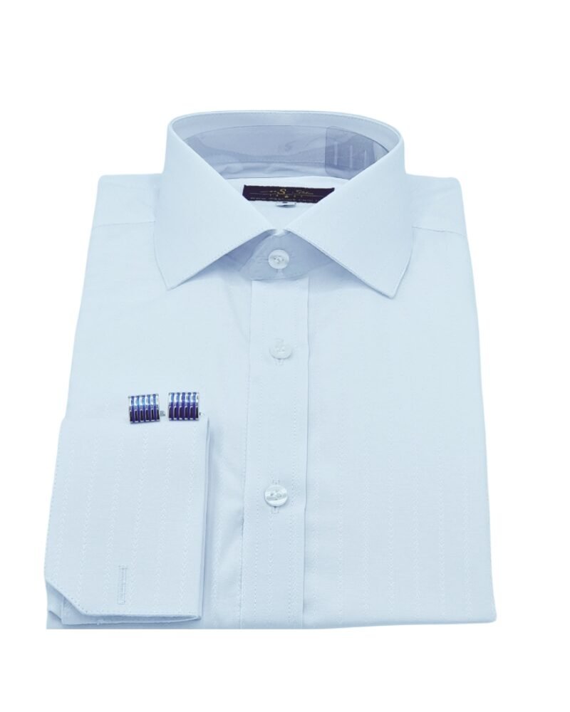 Camisa social masculina branca italiana com listra discreta