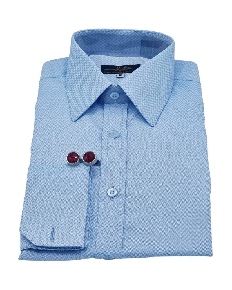 Camisa Azul Claro Maquinetada Francesa