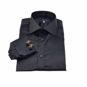 Camisa social preta italiana algodão egípcio com elastano