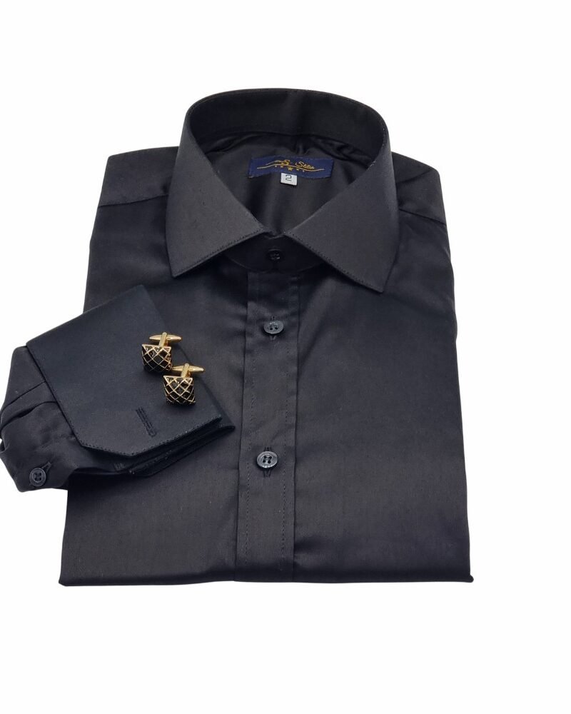 Camisa social preta italiana algodão egípcio com elastano