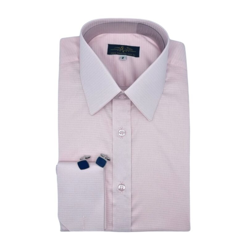 Camisa social rosa claro francesa punho duplo sofisticada