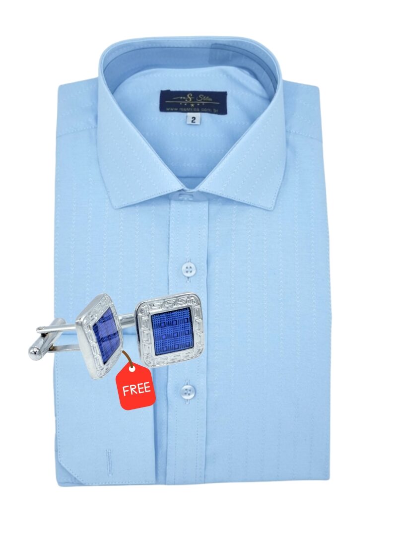 Promoção Camisa Azul clara + Abotoadura de R$389,90 por R$249,90