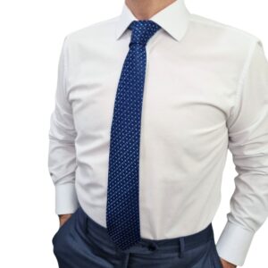 Gravata Azul Royal Poa Semi Slim 7,5cm