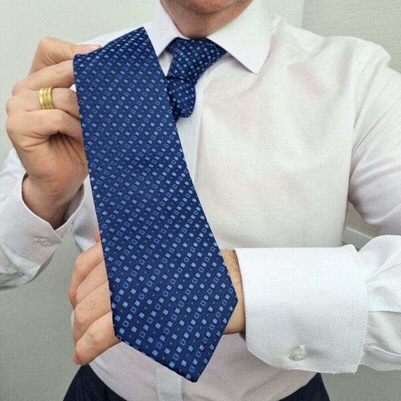 Gravata Azul Royal Poa Semi Slim 7,5cm