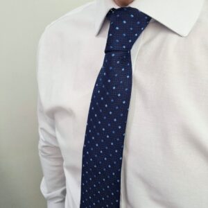 Gravata Azul Marinho Poa Semi Slim 7,5cm