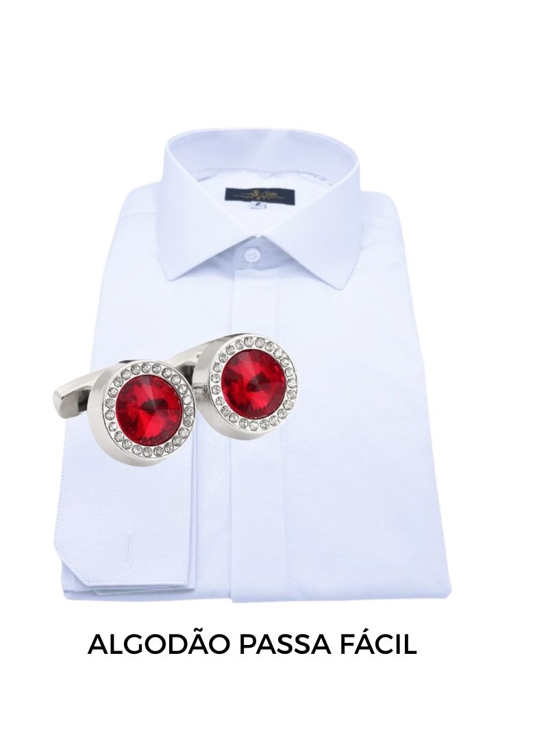 Promoção kit: Camisa Branca Lisa + Abotoaduras