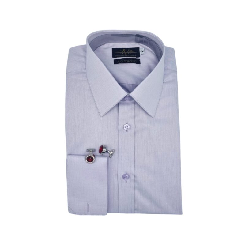 Camisa Francesa Fio Egípcio Lilás Claro Tecido Premium