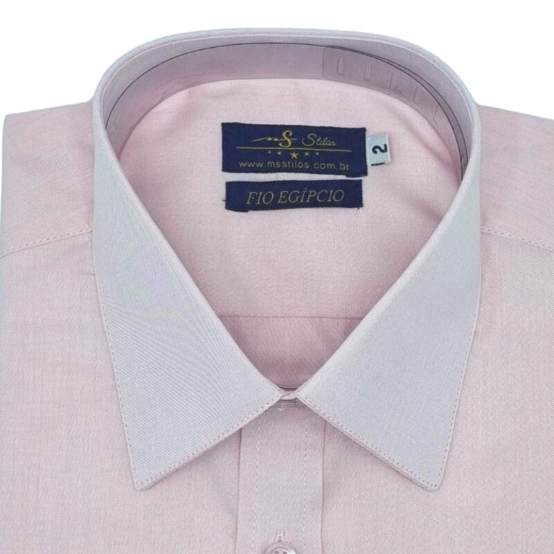 Camisa Francesa Fio Egípcio Rosa Claro Tecido Premium