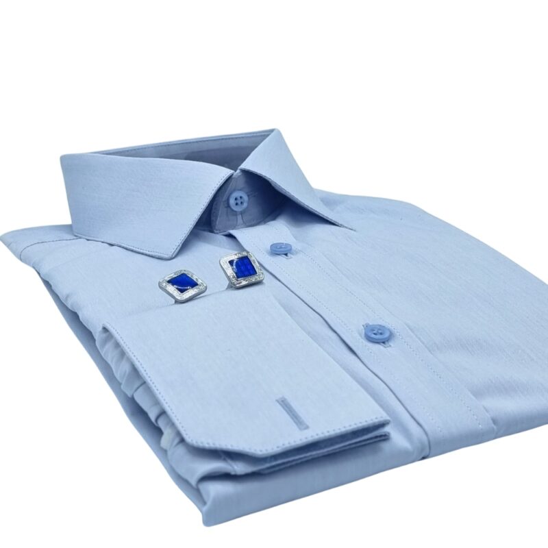 Camisa Francesa Fio Egípcio Azul Clarinho Tecido Premium