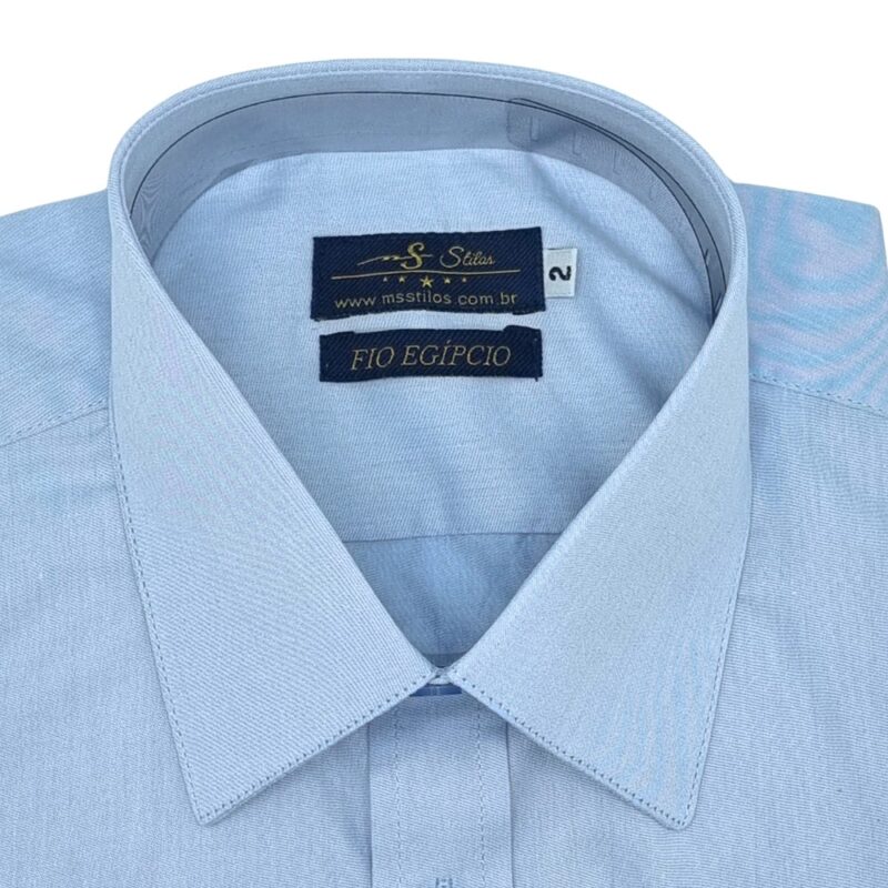 Camisa Francesa Fio Egípcio Azul Clarinho Tecido Premium
