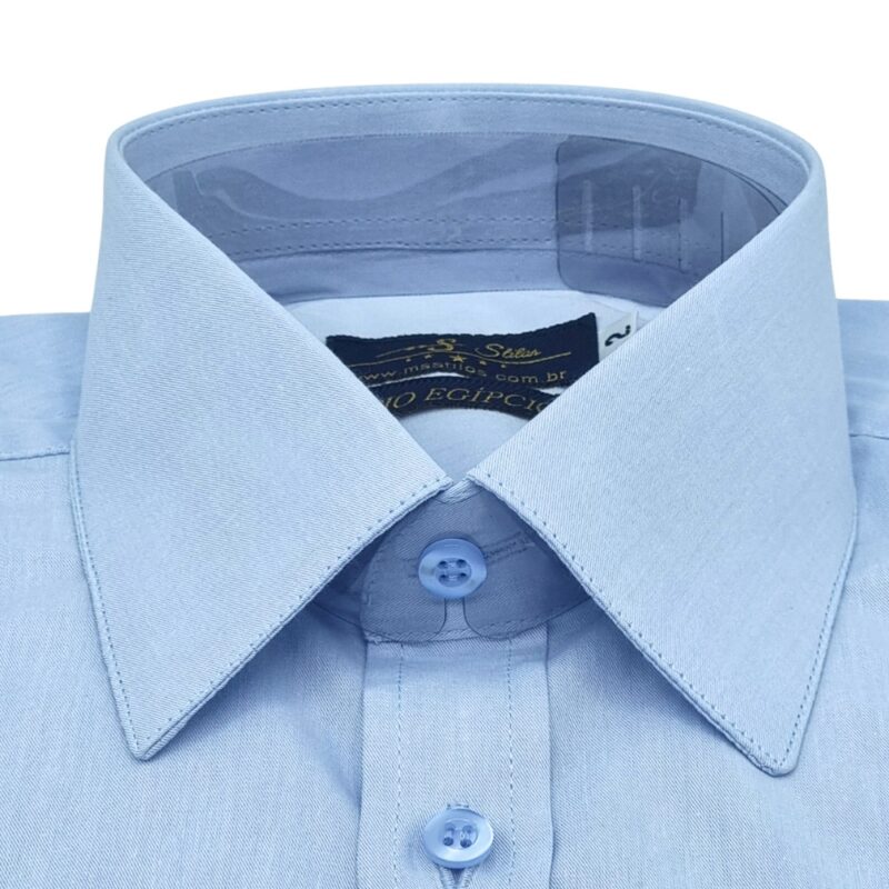 Camisa Francesa Fio Egípcio Azul Clarinho Tecido Premium