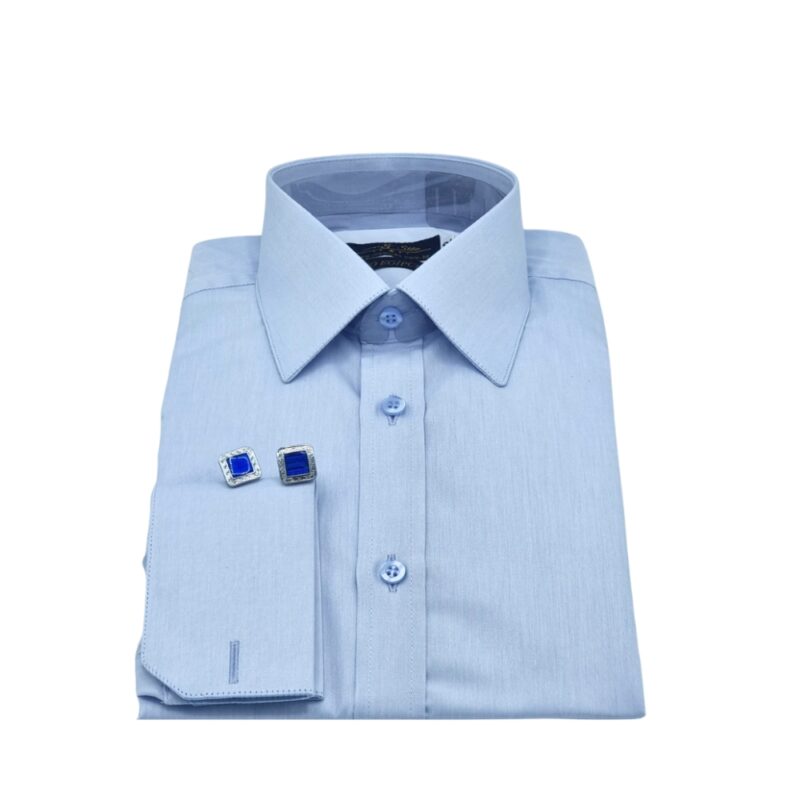 Camisa Francesa Fio Egípcio Azul Clarinho Tecido Premium