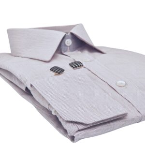 Camisa Francesa Fio Egípcio Bordo Claro Listrado Discreto Tecido Premium