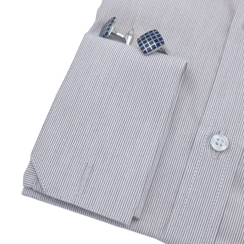 Camisa Francesa Fio Egípcio Bordo Claro Listrado Discreto Tecido Premium