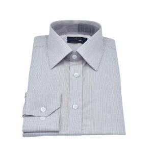 Camisa Fio Egípcio Francesa Bordo Claro Listrado Discreto Tecido Premium