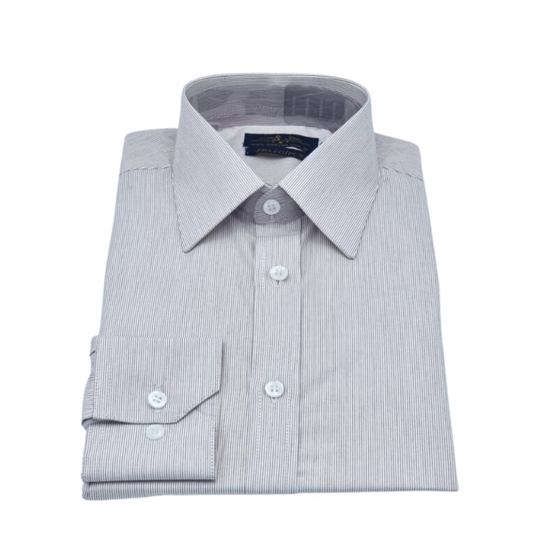 Camisa Fio Egípcio Francesa Bordo Claro Listrado Discreto Tecido Premium