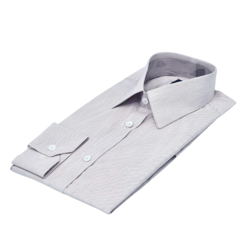 Camisa Fio Egípcio Francesa Bordo Claro Listrado Discreto Tecido Premium