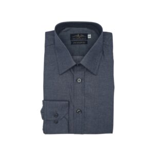 Camisa Fio Egípcio Francesa Cinza Chumbo Liso Tecido Premium