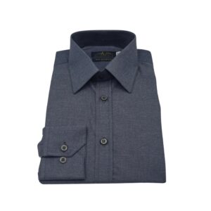 Camisa Fio Egípcio Francesa Cinza Chumbo Liso Tecido Premium