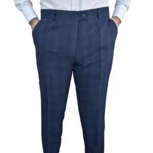 Calça Social Alfaiataria Azul Noite Estampa Gales