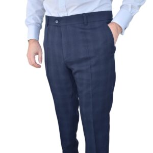 Calça Social Alfaiataria Azul Noite Estampa Gales