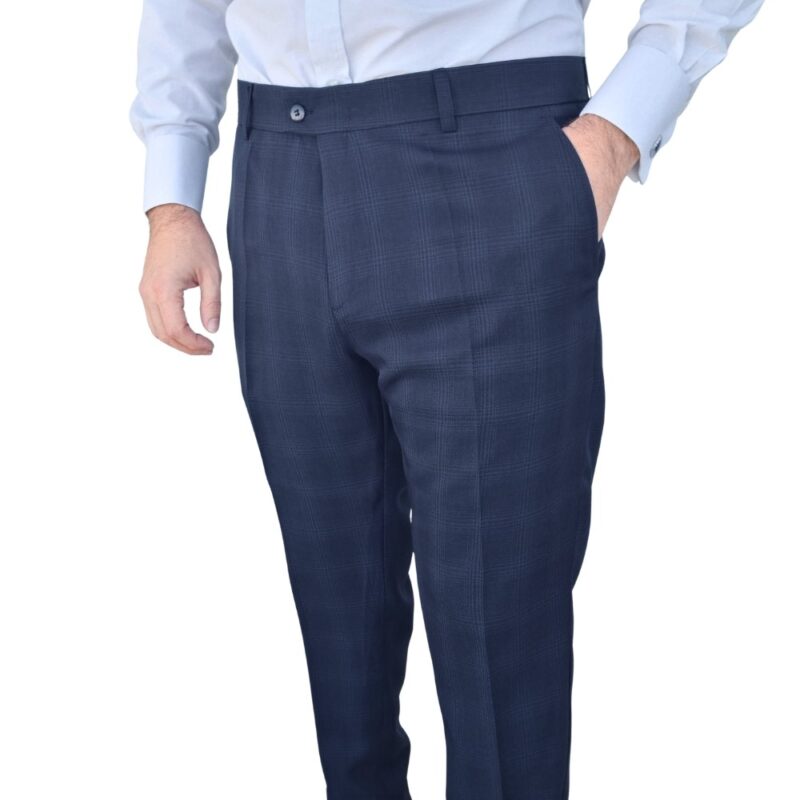 Calça Social Alfaiataria Azul Noite Estampa Gales