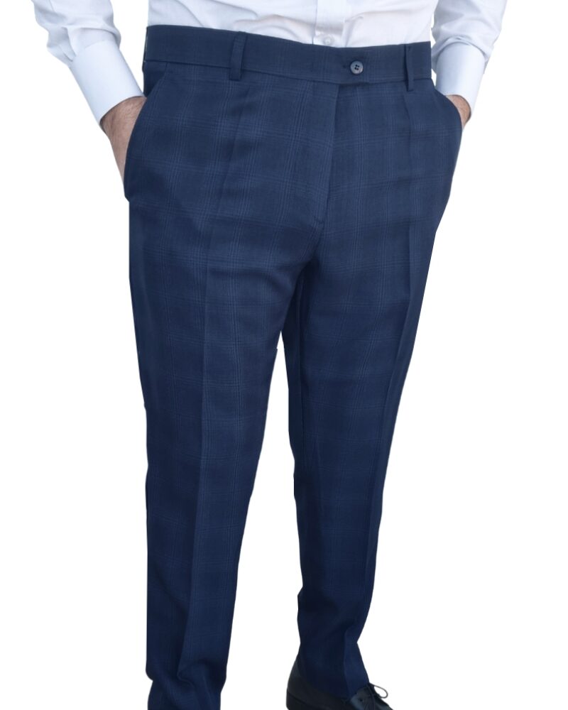 Calça Social Alfaiataria Azul Noite Estampa Gales