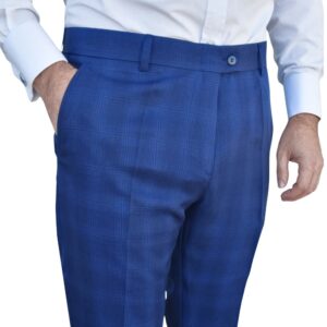 Calça Social Alfaiataria Azul Royal Estampa Gales